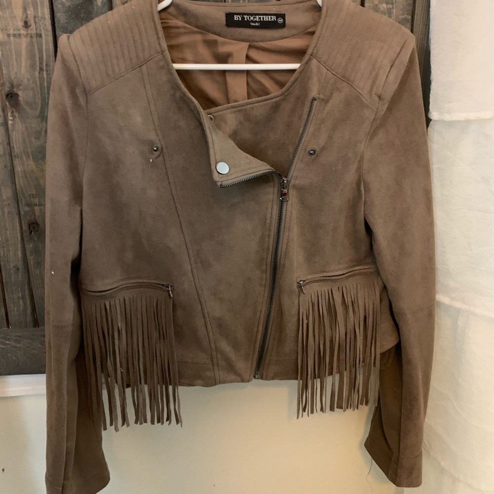Suede fringed moto jacket